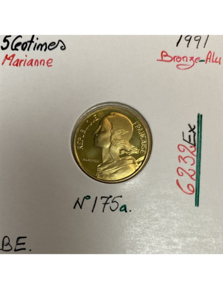 5 CENTIMES MARIANNE - 1991 - Pièce de Monnaie en Bronze-Alu // BE