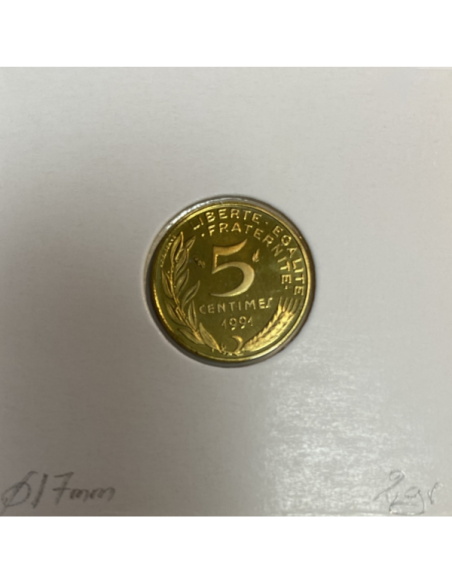 5 CENTIMES MARIANNE - 1991 - Pièce de Monnaie en Bronze-Alu // BE