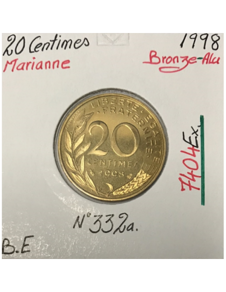 20 CENTIMES MARIANNE - 1998 - Pièce de Monnaie en Bronze-Alu // BE
