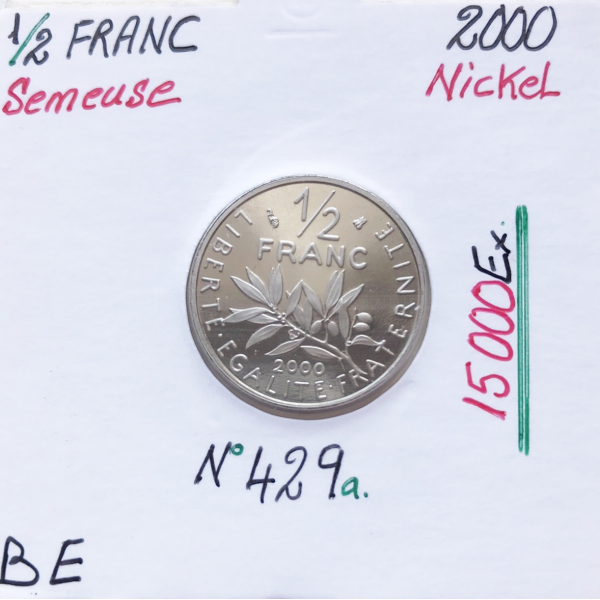 1/2 FRANC SEMEUSE - 2000 - Pièce de Monnaie en Nickel // BE