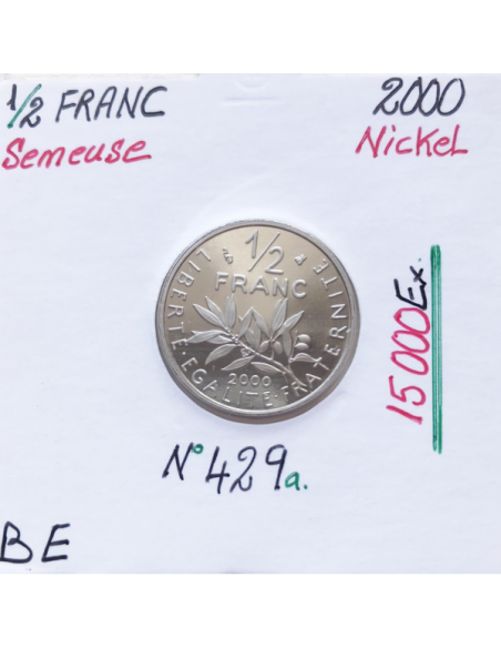 1/2 FRANC SEMEUSE - 2000 - Pièce de Monnaie en Nickel // BE