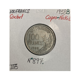 100 FRANCS COCHET - 1958 B - Pièce de monnaie en...