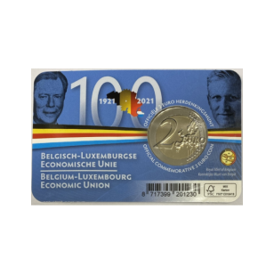 BELGIQUE - 2 EURO 2021 - UNION ECONOMIQUE // COIN CARD 2
