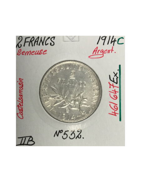 2 FRANCS SEMEUSE (1914 C) CASTELSARRASIN - Monnaie en Argent // Qualité : TTB