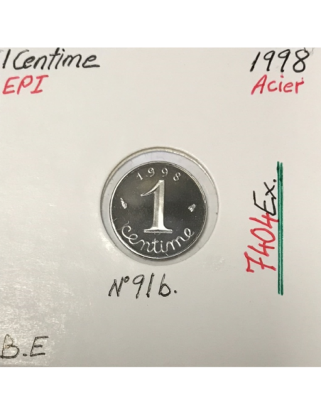 1 CENTIME EPI - 1998 - Pièce de monnaie en Acier // BE