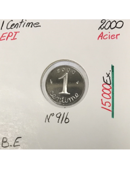1 CENTIME EPI - 2000 - Pièce de monnaie en Acier // BE