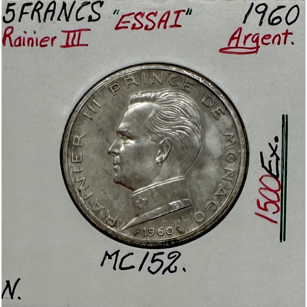 MONACO - 5 FRANCS 1960 (Rainier III)...