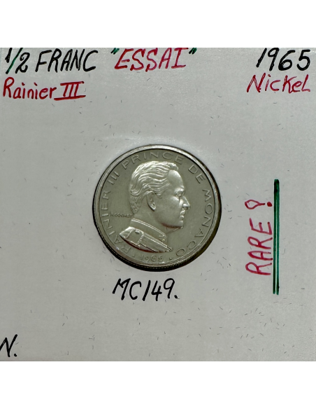 MONACO - 1/2 FRANC 1965 (Rainier III) Monnaie en Nickel // ESSAI