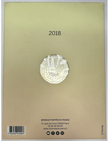 France - 50 Euro 2018 (La France) Monnaie Colorisée en Argent // Mickey