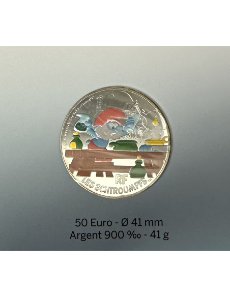 France - 50 Euro 2020 - Monnaie Colorisée en Argent // LE GRAND SCHTROUMPF