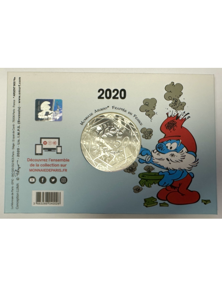 France - 50 Euro 2020 - Monnaie Colorisée en Argent // LE GRAND SCHTROUMPF