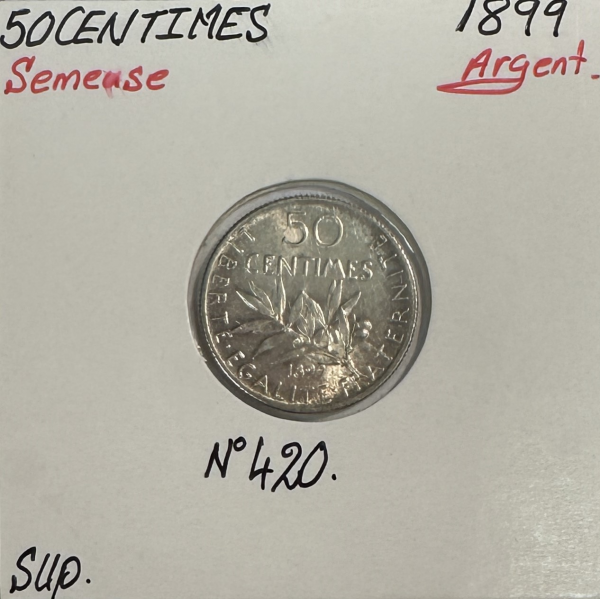 50 CENTIMES SEMEUSE - 1899 - Pièce de monnaie en Argent // SUP
