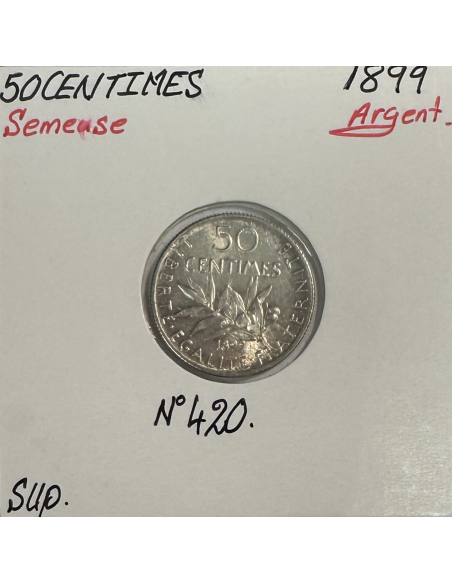 50 CENTIMES SEMEUSE - 1899 - Pièce de monnaie en Argent // SUP