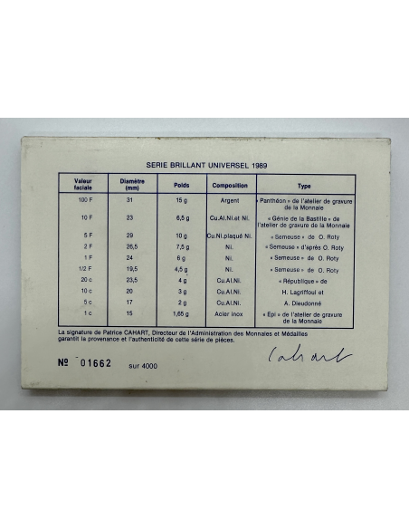 FRANCE - Coffret BU 1989 - La Monnaie de Paris // Série BRILLANT UNIVERSEL