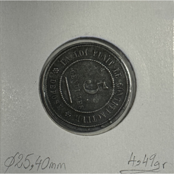 5 CENTIMES - CONTRE-MONNAIE EN ZINC...