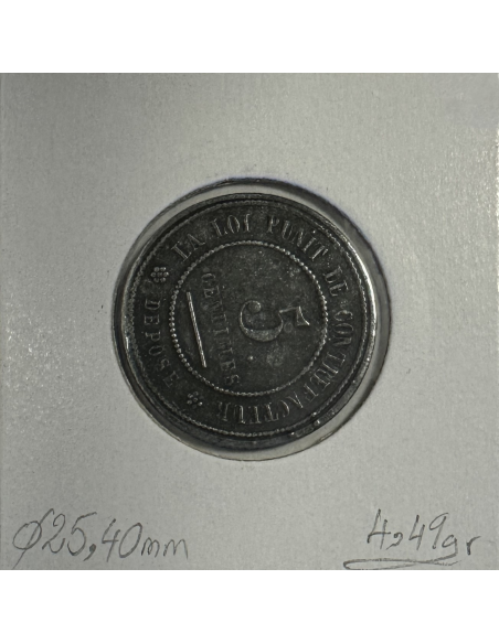5 CENTIMES - CONTRE-MONNAIE EN ZINC DE 1873 // Qualité : TTB
