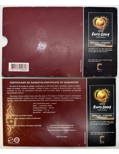 Portugal - Brillant Universel 2004 (EURO 2004) 3 X 8 EURO en Argent - Coffret BU