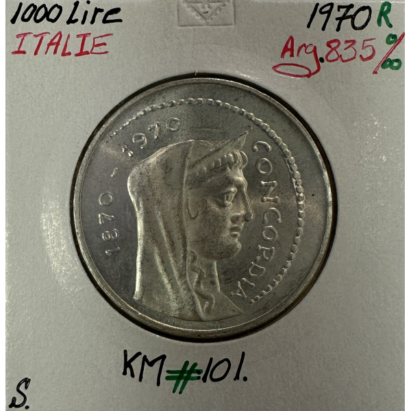 ITALIE - 1000 LIRE 1970 R - Pièce de Monnaie en Argent // Qualité : SUP