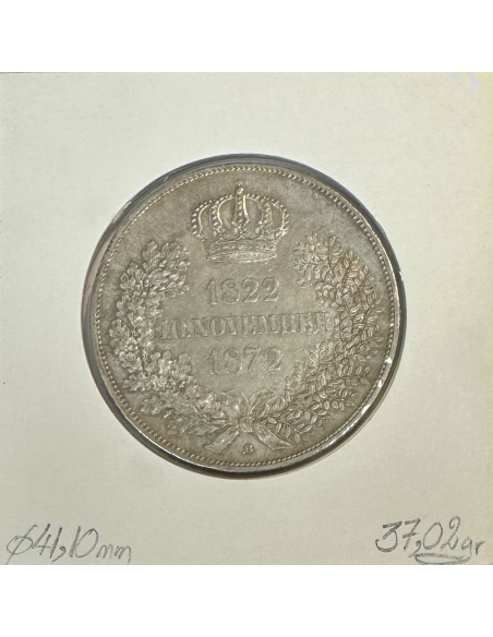 ALLEMAGNE (SAXE) 2 THALER (3-1/2 GULDEN) - 1872 B - Monnaie en Argent // TTB