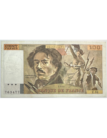100 FRANCS DELACROIX (1980) Z.38 - Billet de banque // Qualité : TB