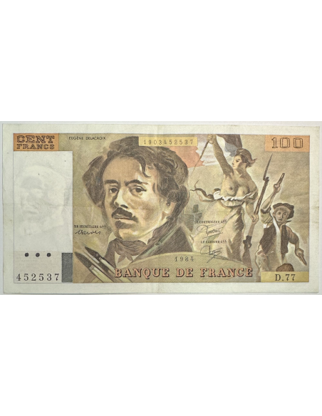 100 FRANCS DELACROIX (1984) D.77 - Billet de banque // Qualité : TB+