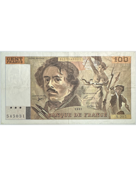 100 FRANCS DELACROIX (1991) S.205 - Billet de banque // Qualité : TB
