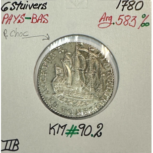 PAYS-BAS - 6 STUIVERS 1780 - Pièce de Monnaie en Argent...