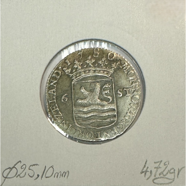 PAYS-BAS - 6 STUIVERS 1780 - Pièce de...