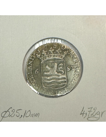 PAYS-BAS - 6 STUIVERS 1780 - Pièce de Monnaie en Argent // Qualité : TTB