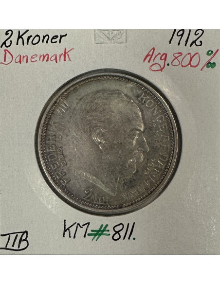 DANEMARK - 2 KRONER 1912 - Pièce de Monnaie en Argent // TTB
