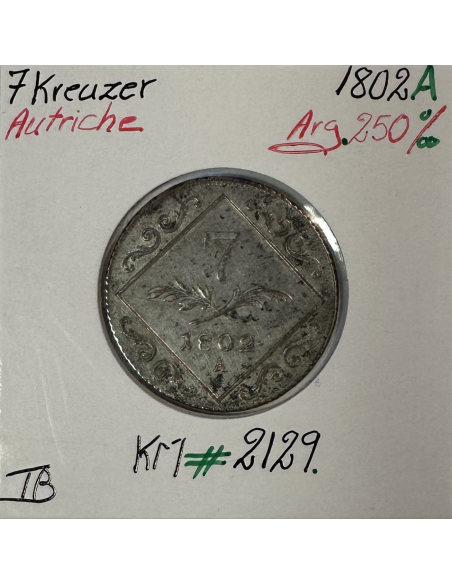 AUTRICHE - 7 KREUZER 1802 A - Pièce de Monnaie en Argent // TB