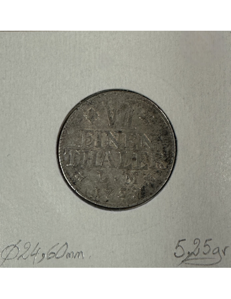 ALLEMAGNE - 1/6 THALER 1857 - Pièce de Monnaie en Argent // Qualité : TB