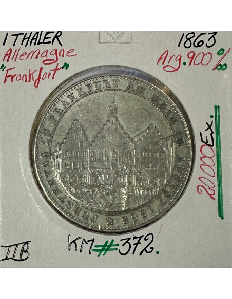 ALLEMAGNE (FRANKFORT) 1 THALER - 1863 - Pièce de Monnaie en Argent // TTB