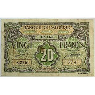 ALGERIE - 20 FRANCS (4.6.1948) BILLET DE BANQUE //...