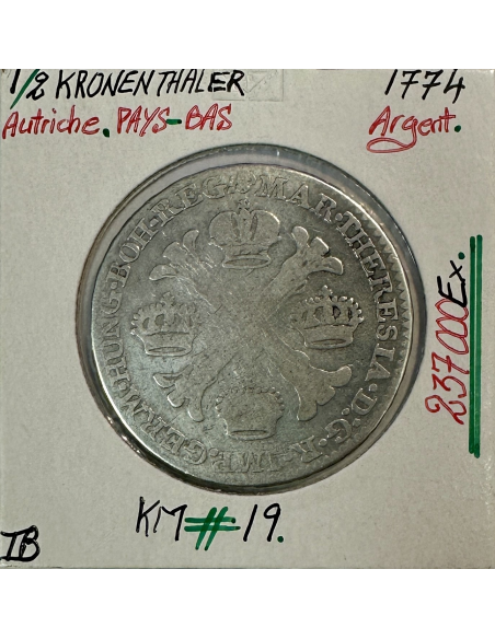 AUTRICHE (PAYS-BAS) - 1/2 KRONENTHALER - 1774 - Pièce de Monnaie en Argent // TB