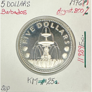 BARBADE - 5 DOLLARS 1976 - Pièce de Monnaie en Argent //...