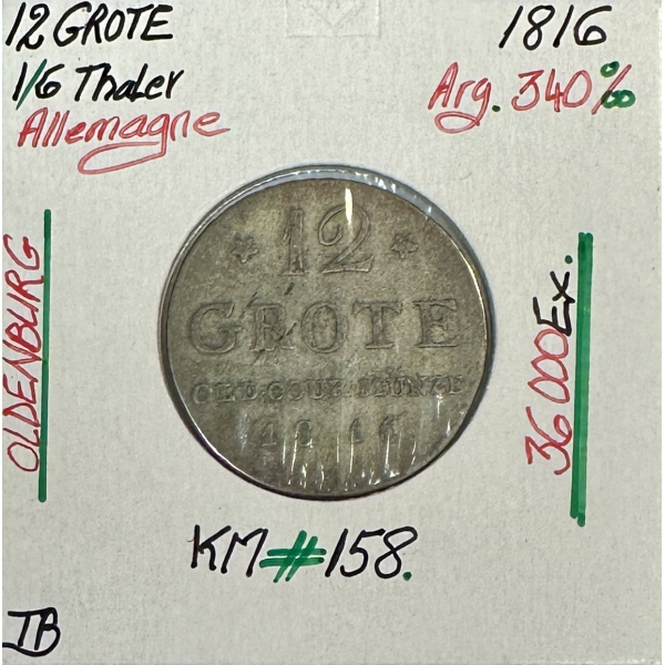 ALLEMAGNE - 12 GROTE (1/6 THALER)...