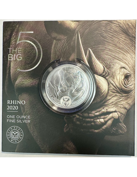 AFRIQUE DU SUD - 5 RAND - Pièce Commémorative en Argent (2020) RHINO (BU)