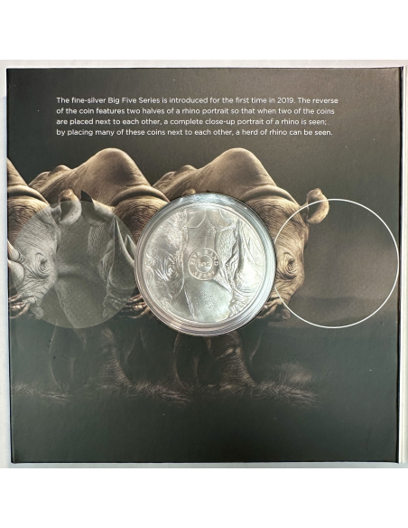 AFRIQUE DU SUD - 5 RAND - Pièce Commémorative en Argent (2020) RHINO (BU)