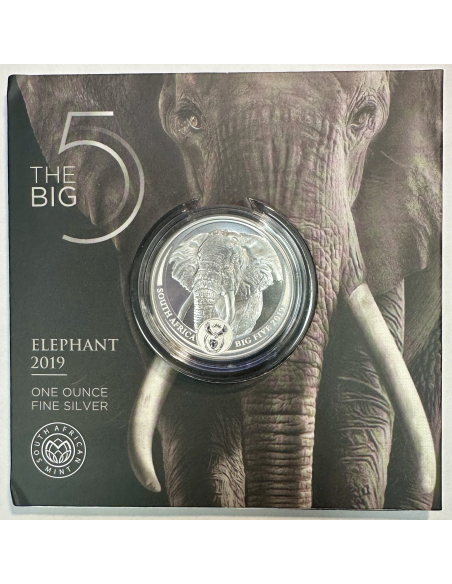 AFRIQUE DU SUD - 5 RAND - Pièce Commémorative en Argent (2019) ELEPHANT (BU)