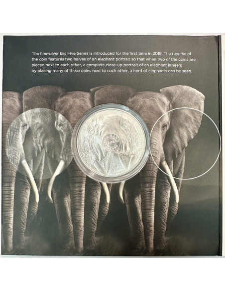 AFRIQUE DU SUD - 5 RAND - Pièce Commémorative en Argent (2019) ELEPHANT (BU)