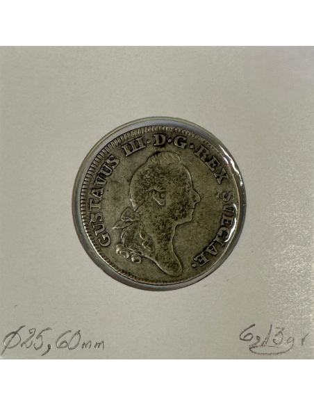 SUEDE - 1/6 RIKSDALER 1777 OL - Pièce de Monnaie en Argent // Qualité : TB