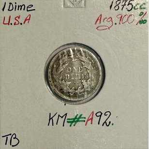 ETATS-UNIS - USA - 1 DIME 1875CC - Pièce de Monnaie en...
