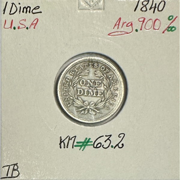 ETATS-UNIS - USA - 1 DIME 1840 -...