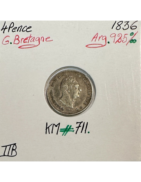 ROYAUME-UNI / GRANDE BRETAGNE (4 Pence 1836) Monnaie en Argent // Qualité : TTB
