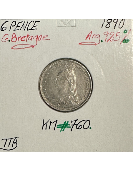 ROYAUME-UNI / GRANDE BRETAGNE (6 Pence 1890) Monnaie en Argent // Qualité : TTB