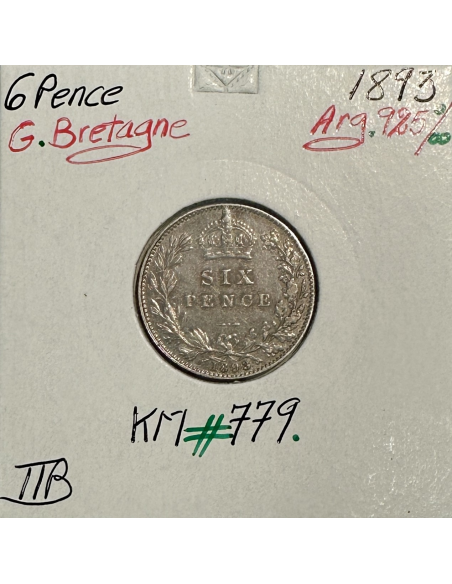 ROYAUME-UNI / GRANDE BRETAGNE (6 Pence 1893) Monnaie en Argent // Qualité : TTB