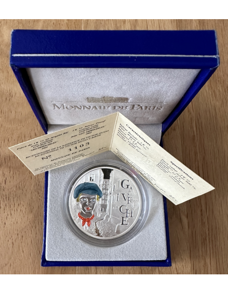 1 EURO 1/2 EN ARGENT - COFFRET BE 2002 - GAVROCHE - LES MISERABLES