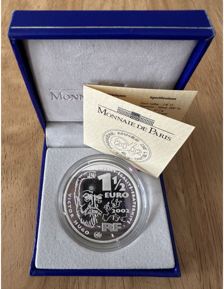 1 EURO 1/2 EN ARGENT - COFFRET BE 2002 - GAVROCHE - LES MISERABLES