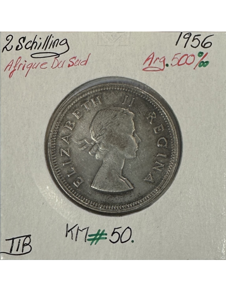 AFRIQUE DU SUD - 2 SHILLING (1956) Monnaie en Argent // TTB